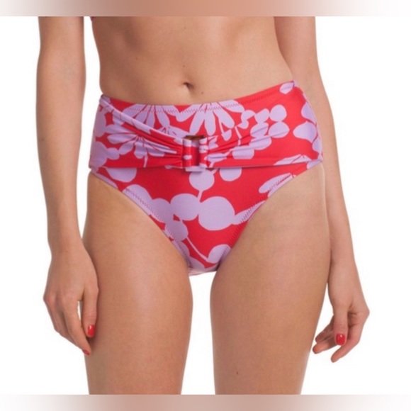 TRINA TURK Bikini Bottom Swim/Bathing Suit Floral Hipster Red/Purple - Picture 1 of 9